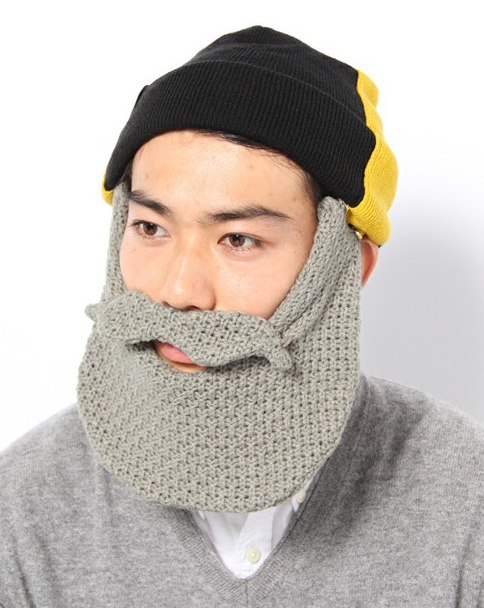 Knit Hat with Attached Beard Neck Warmer